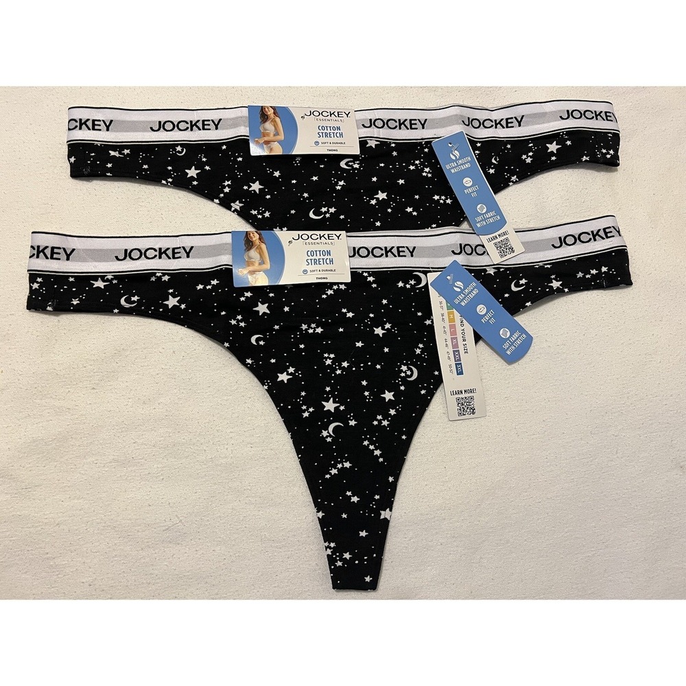 NEW Jockey Essentials Cotton Stretch Thong Black 2 Pair 3XLARGE Jockey Thong